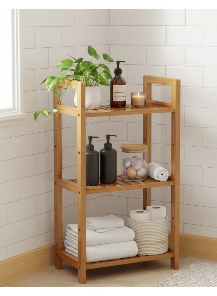 زوبا وحدة رفوف خشبية لغرفة المعيشة مكونة من 3 طبقات مصممة بشكل بسيط وانيق خصيصًا لديكور المنزل - Image 3